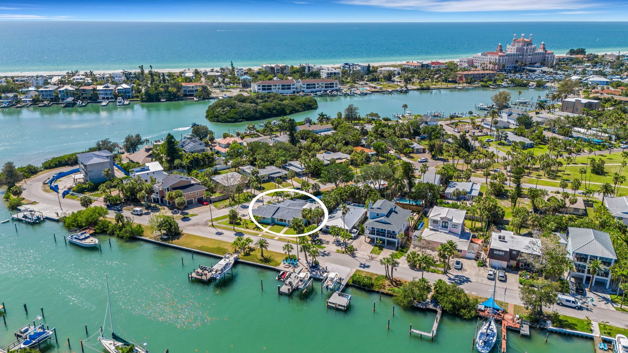 Aerial View of Waterfront Home