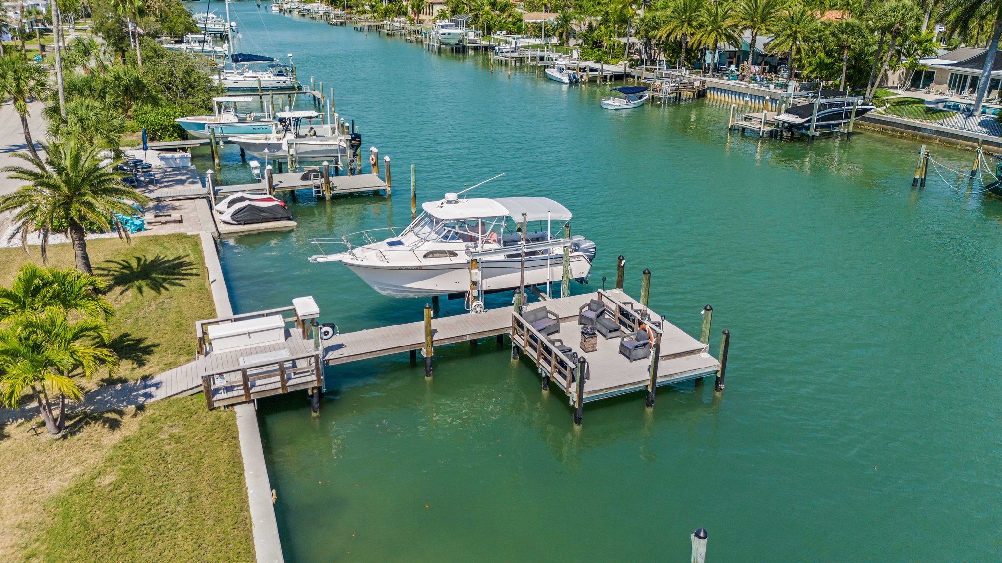 Aerial View of Dock and 146 Ft. Seawall