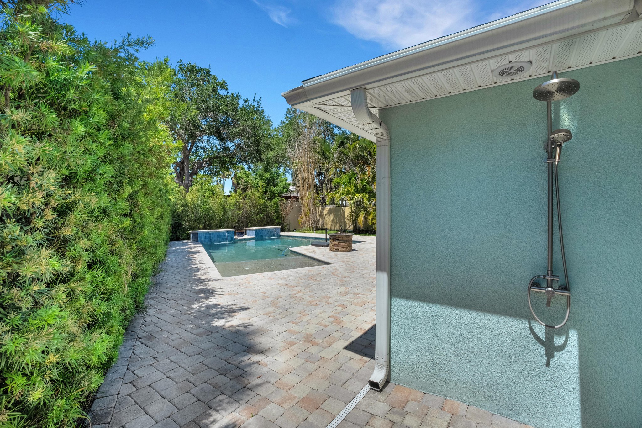 Outdoor Shower with Waterfall Showerhead