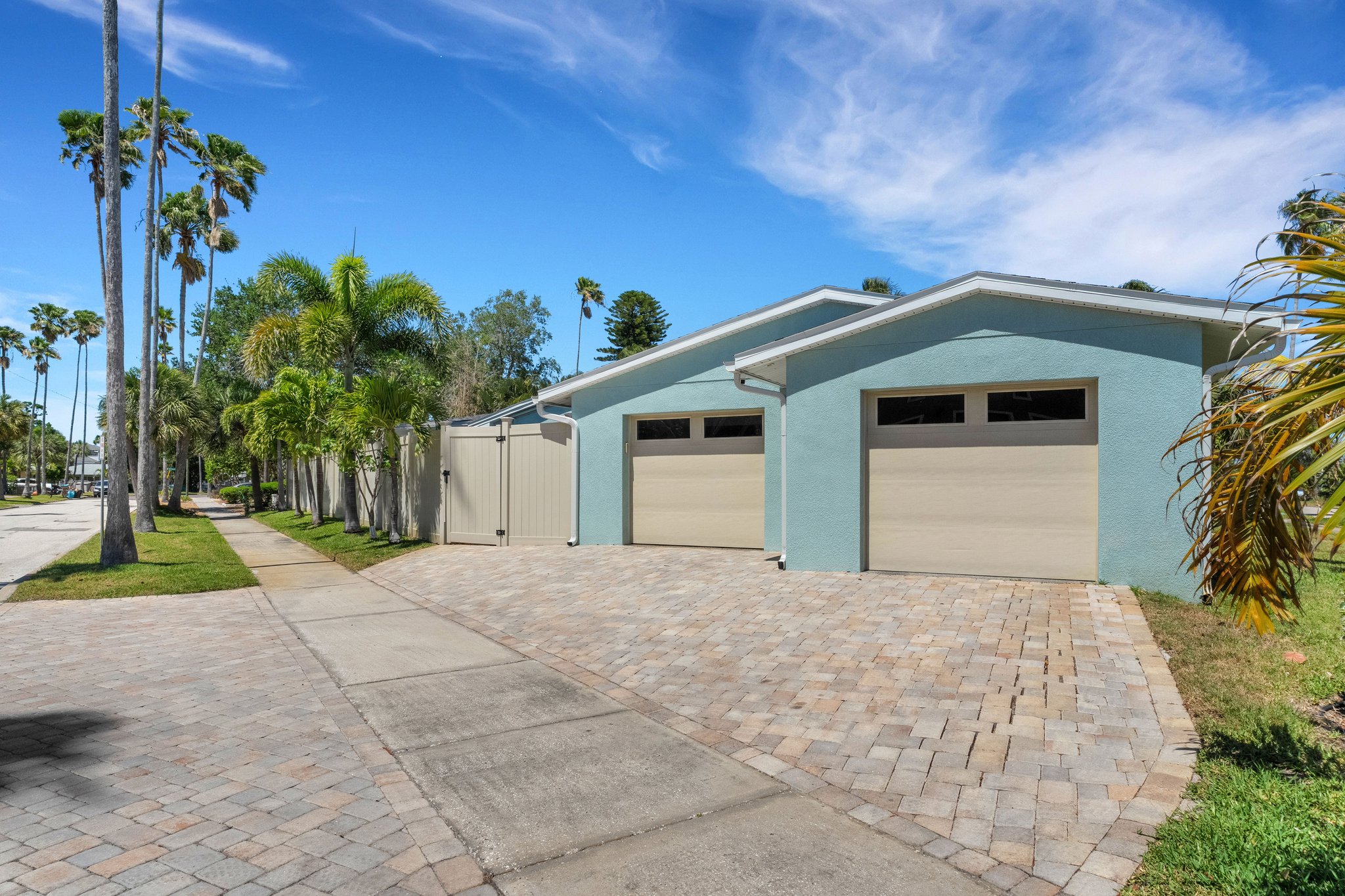 Side Entrance Garages with Custom Stone Pavers