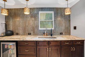 Wetbar with Custom Wood Cabinetry