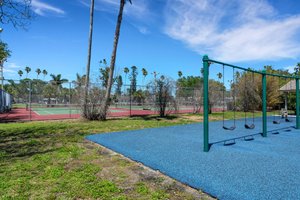 Swings in Neighborhood Rubber Playground