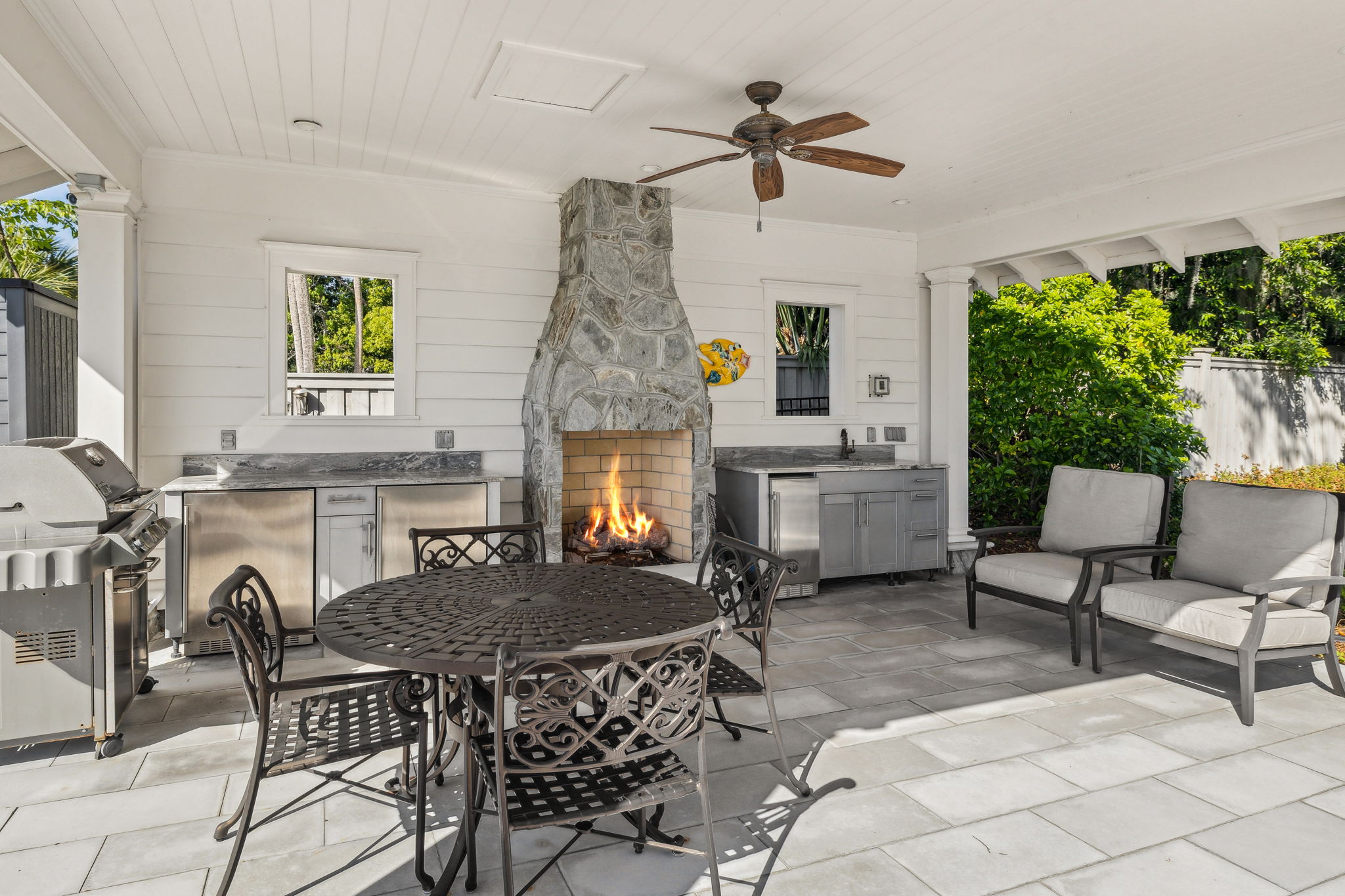 Cabana with Stone Fireplace