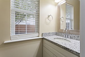 Stylish main-level powder room.