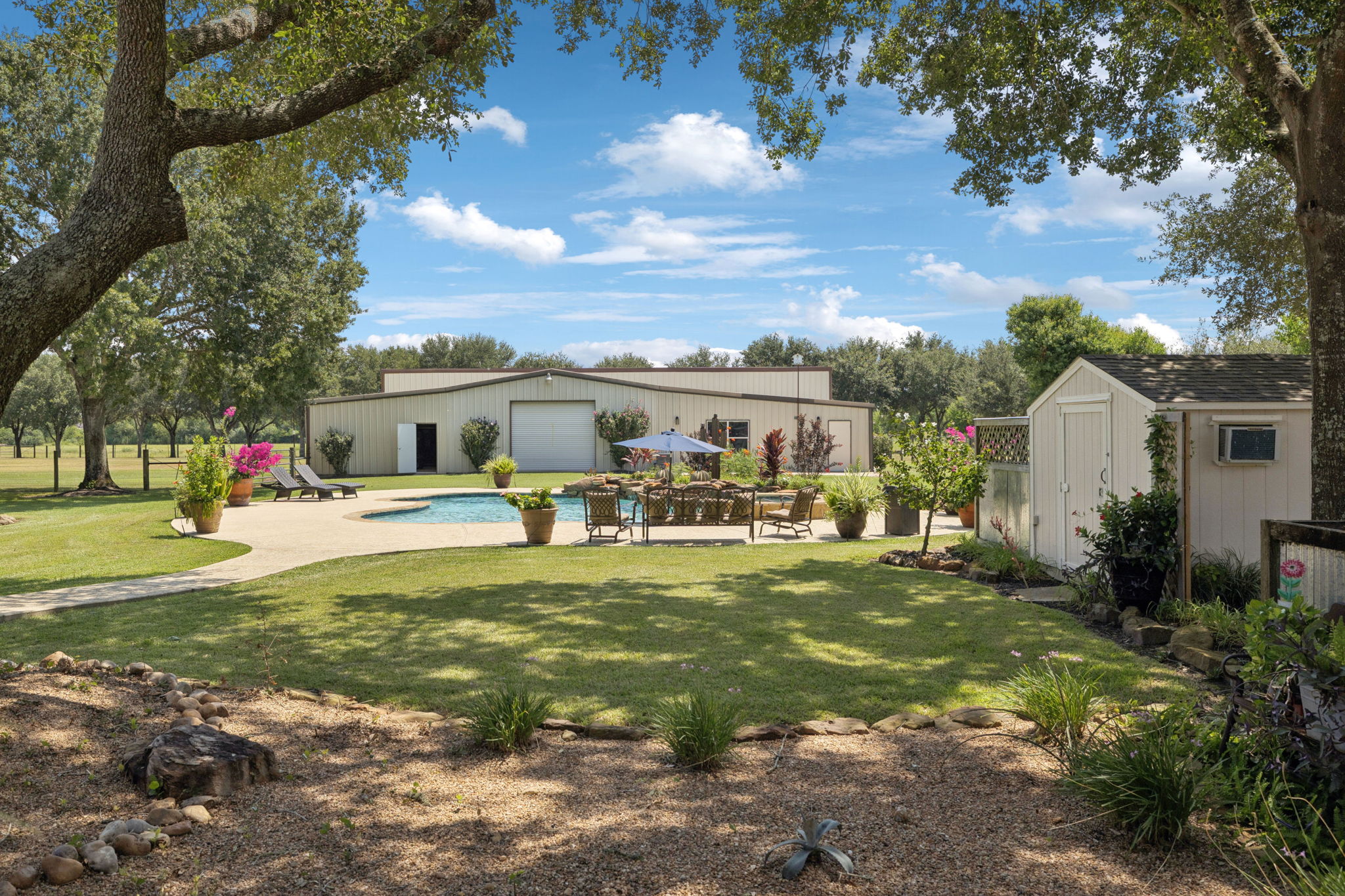 View of event / outdoor building and garden shed.