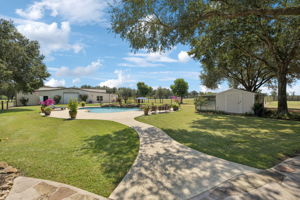 Pool equipment and garden shed.
