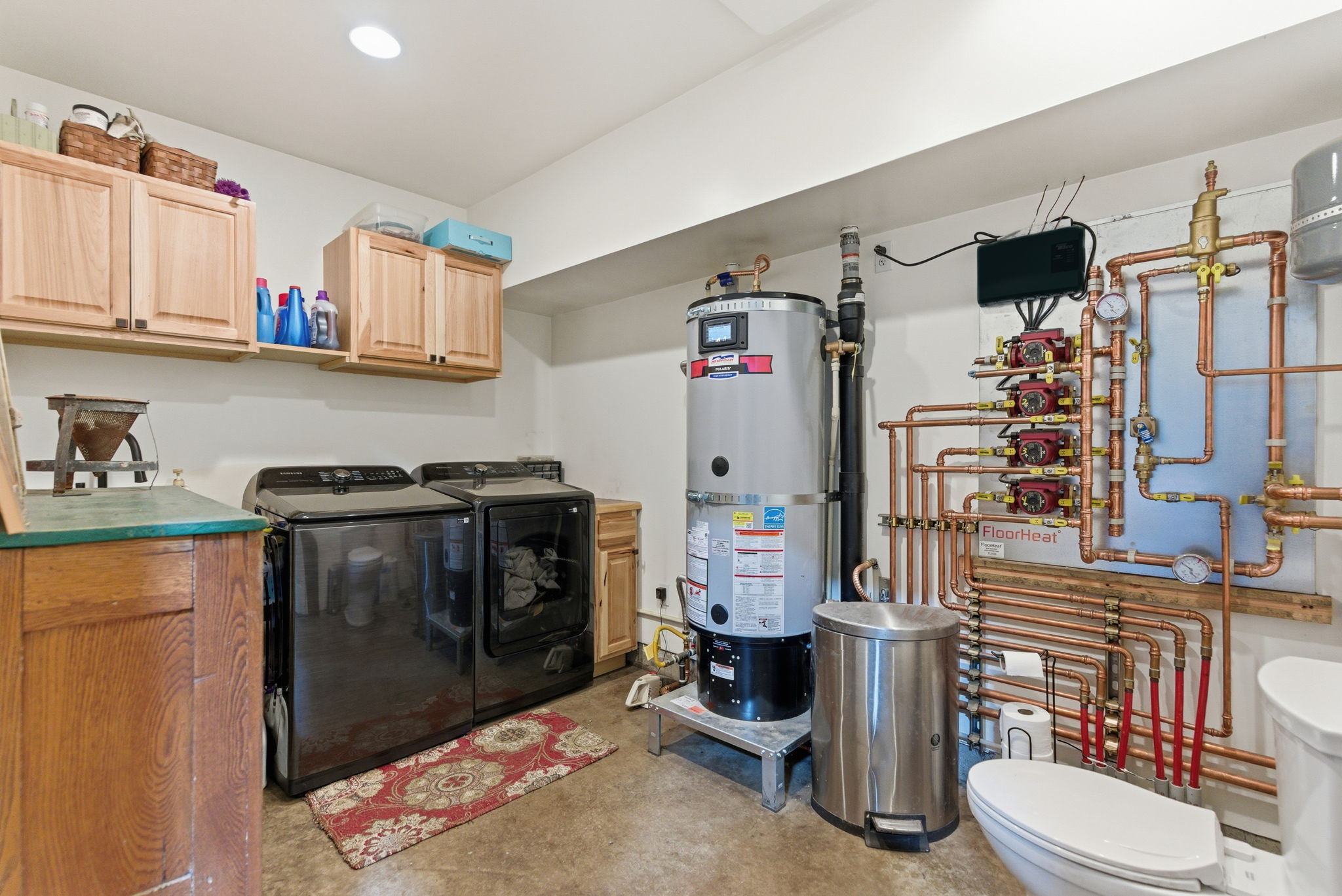 Laundry room + hot water heater