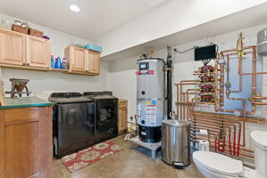 Laundry room + hot water heater