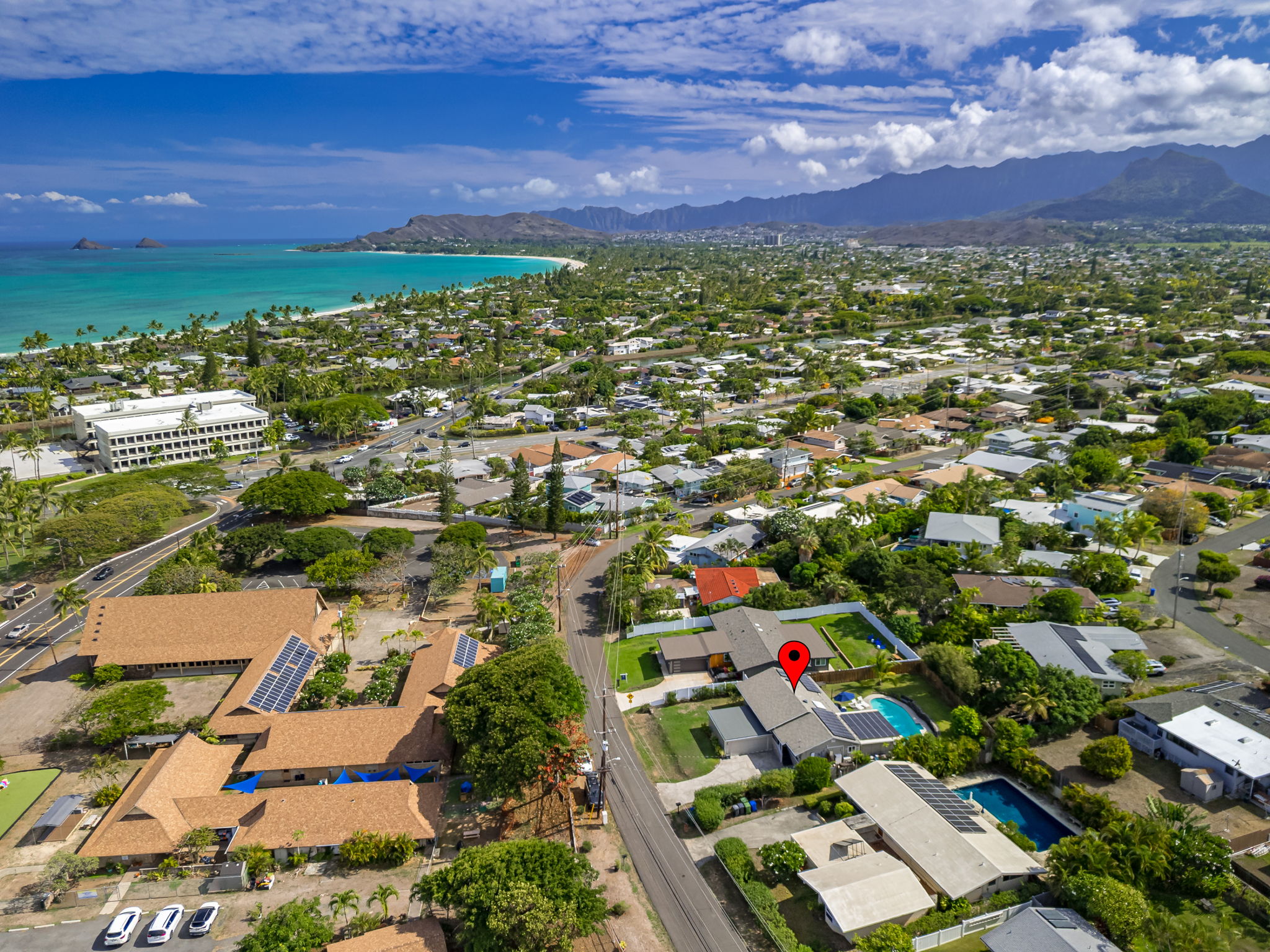 Aerial towards Kailua town
