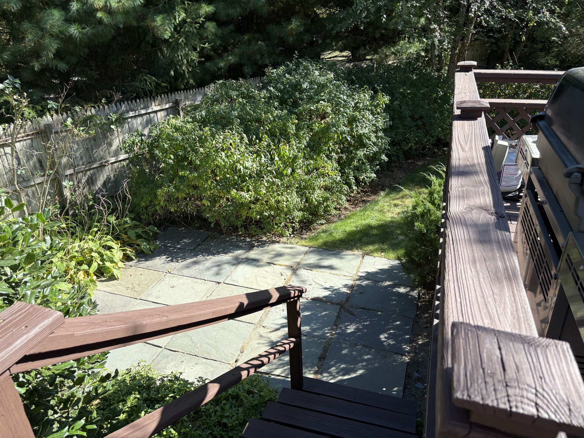 View from the deck to the patio.