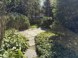Another view of the patio, with a path to the front yard.