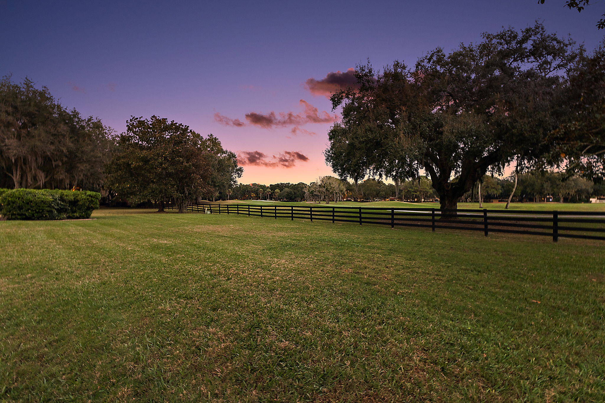 Twilight Rear Yard with Golf Front Views