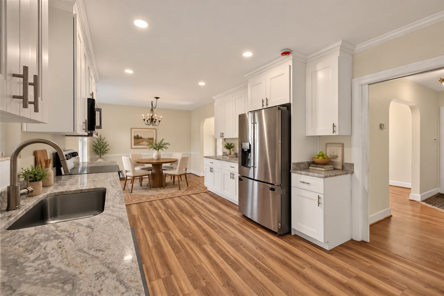 virtually staged: kitchen + dining area