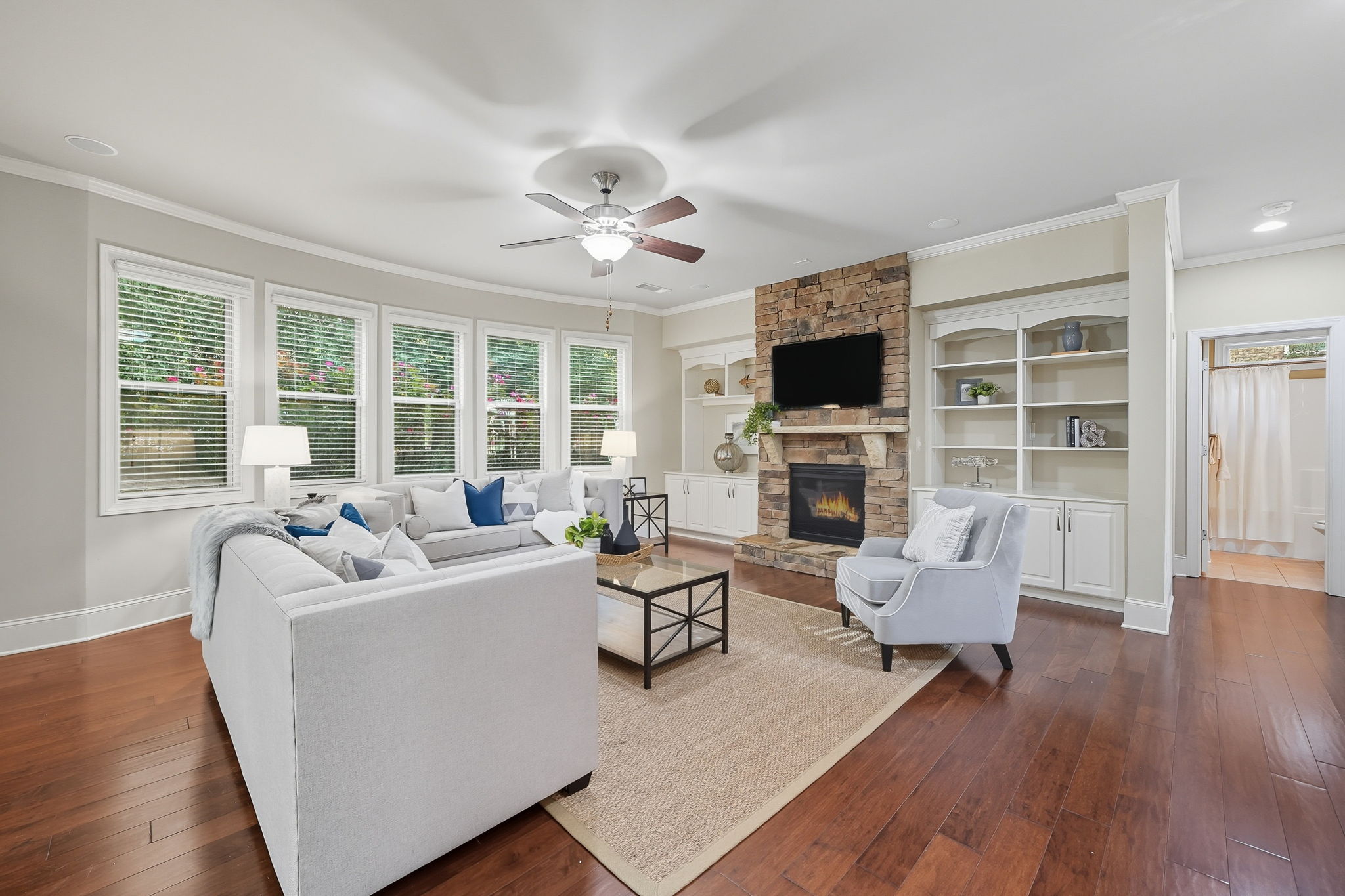 Wall of windows and Hardwood Floors