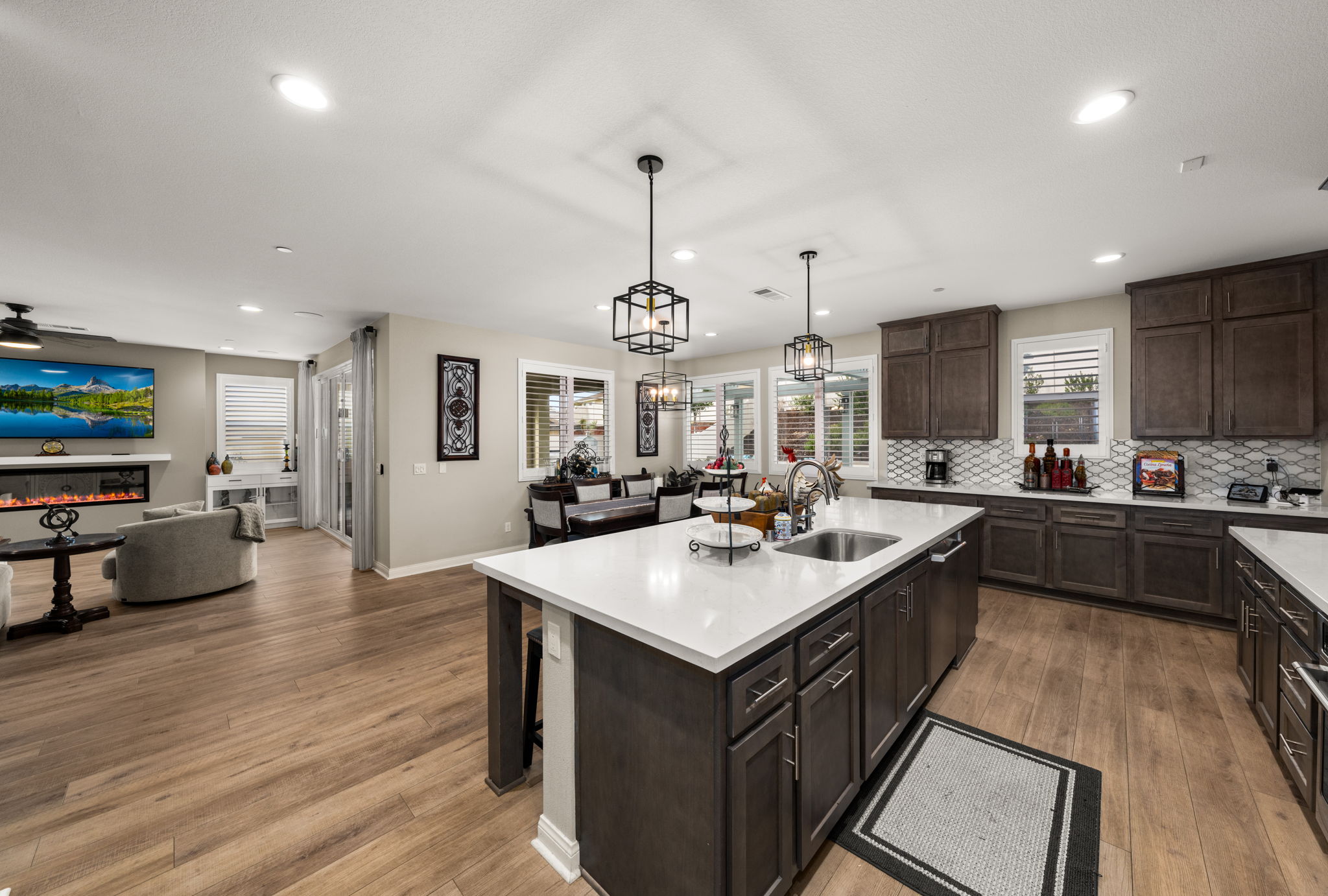 Highly upgraded chef's kitchen with designer backsplash