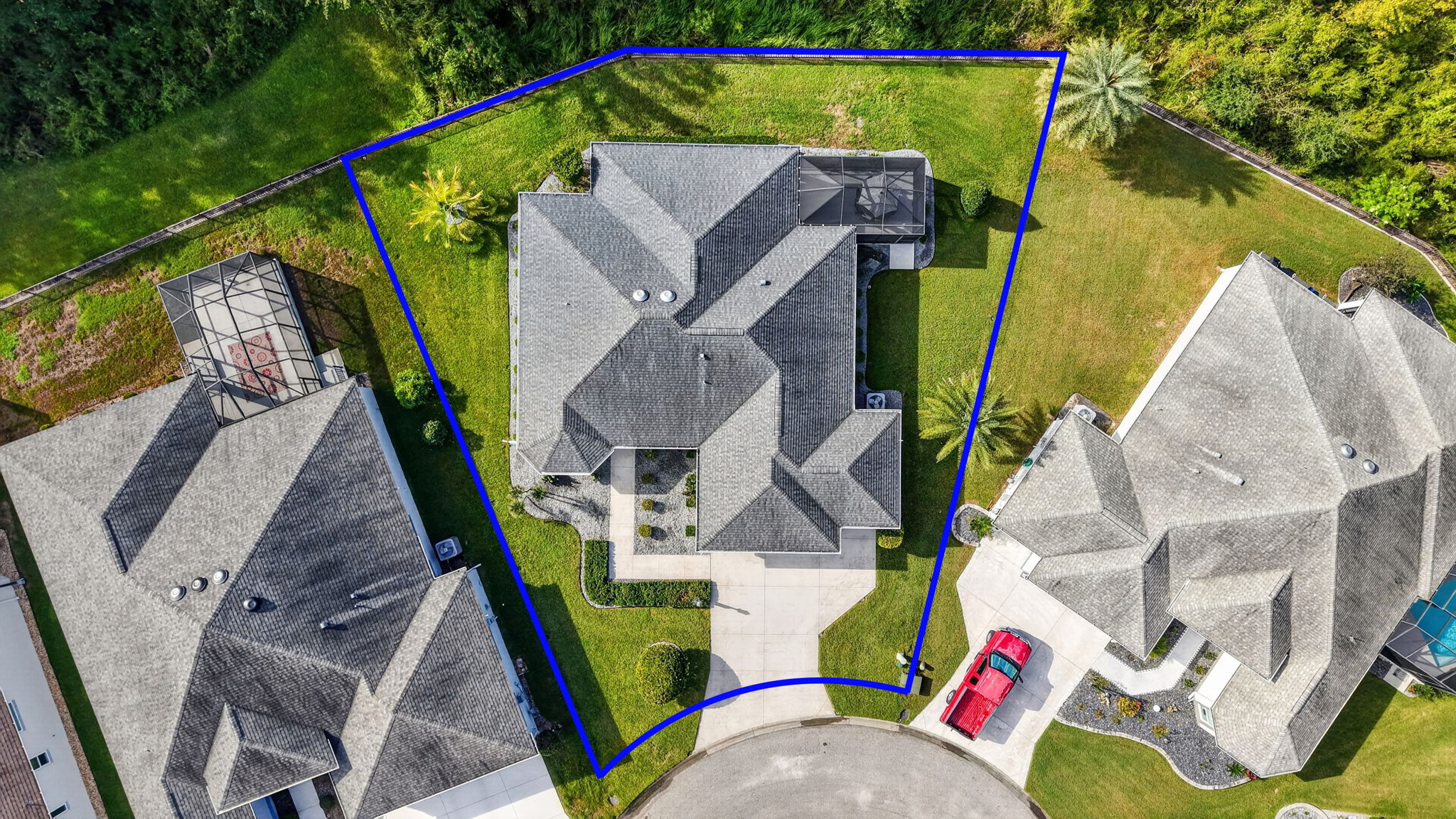 Aerial Front Elevation with Property Lines and PRESERVE VIEWS