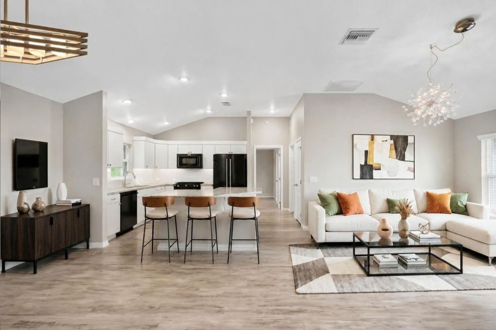 Living, Dining, and Kitchen-Virtually Staged