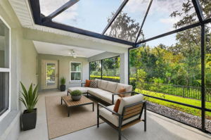 Expansive Lanai with Extended Birdcage with PRIVATE PRESERVE VIEWS-Virtually Staged