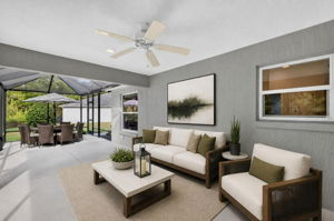 Expansive Lanai with Extended Birdcage with PRIVATE PRESERVE VIEWS-Virtually Staged