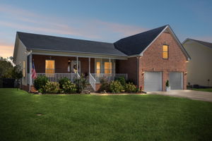 Twilight virtual photo. House faces south.