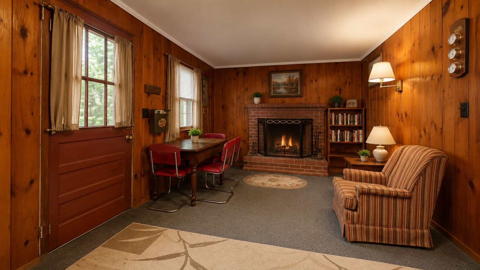 Fireplace warmth on cool evenings