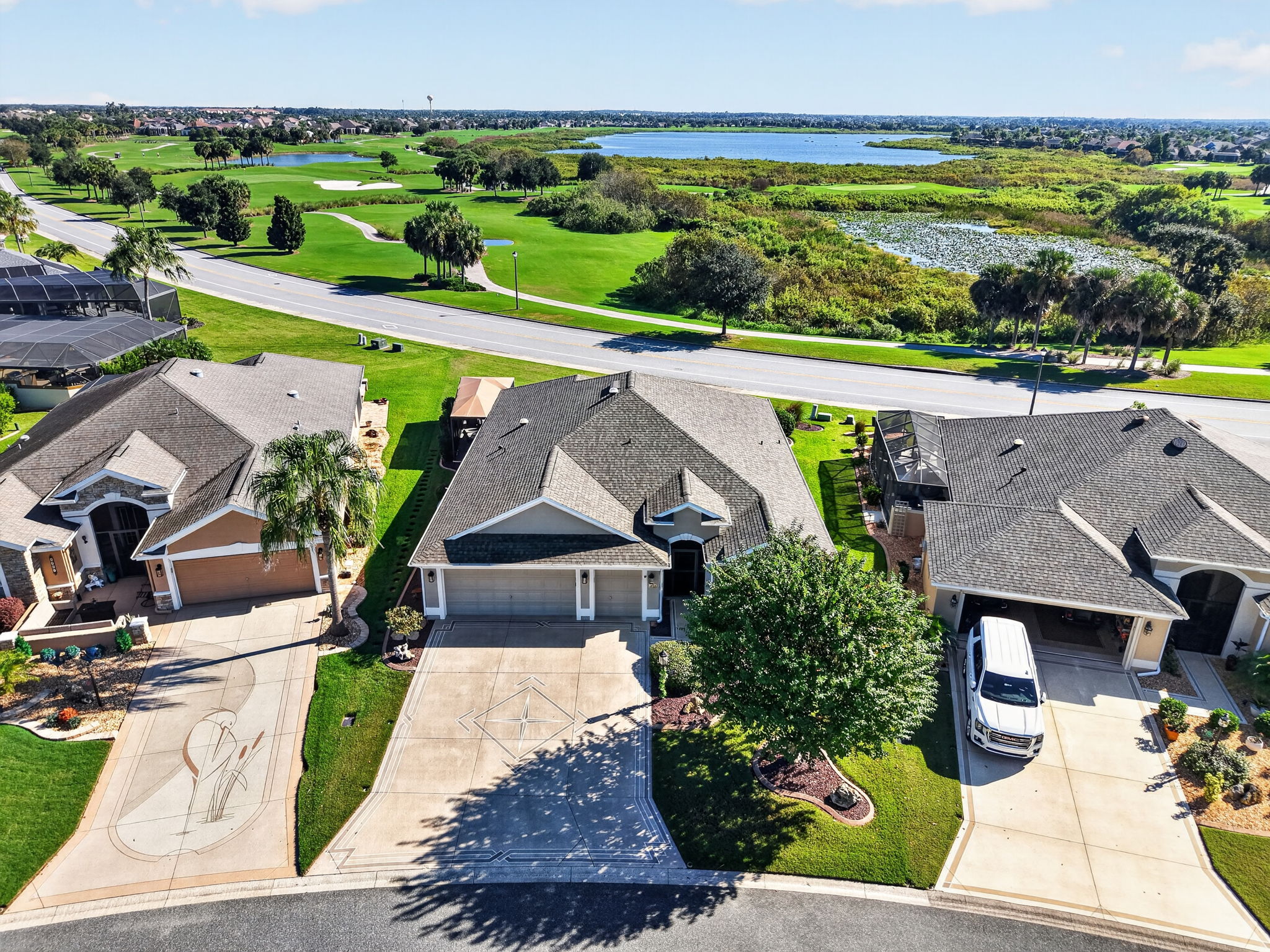 Aerial Front Elevation with Golf and Water Views