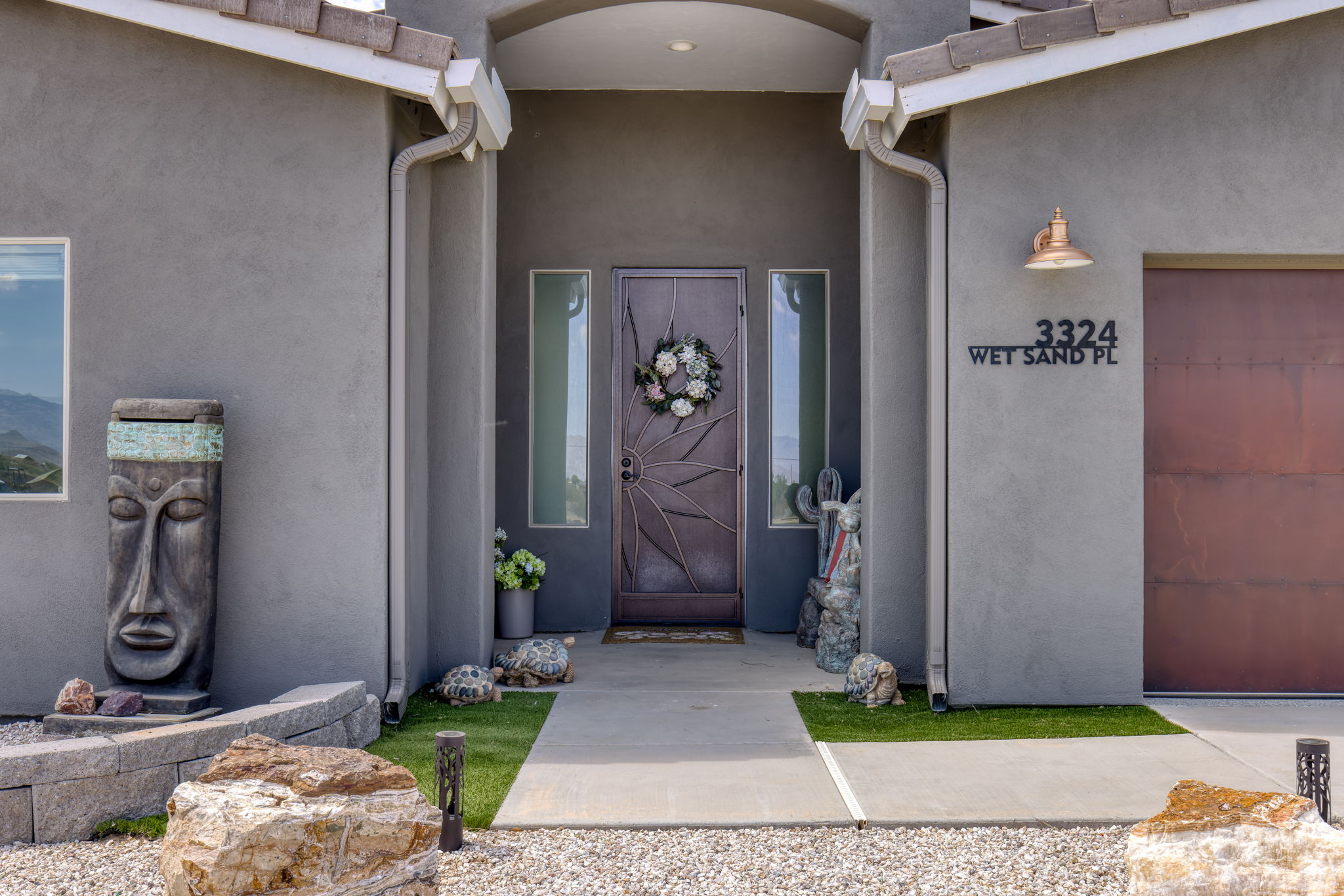 Front Entry Detail with custom metal door