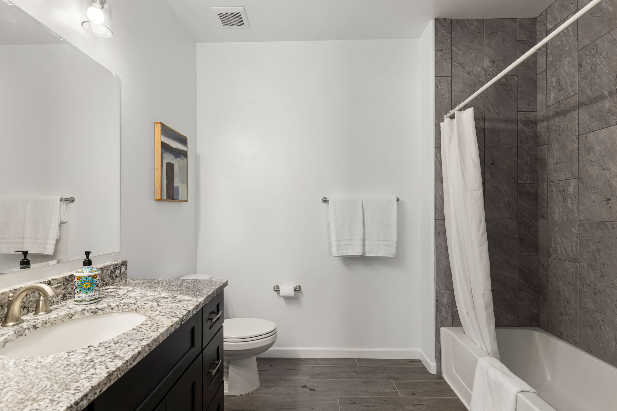 Guest/Hall Bath with tiled tub/shower