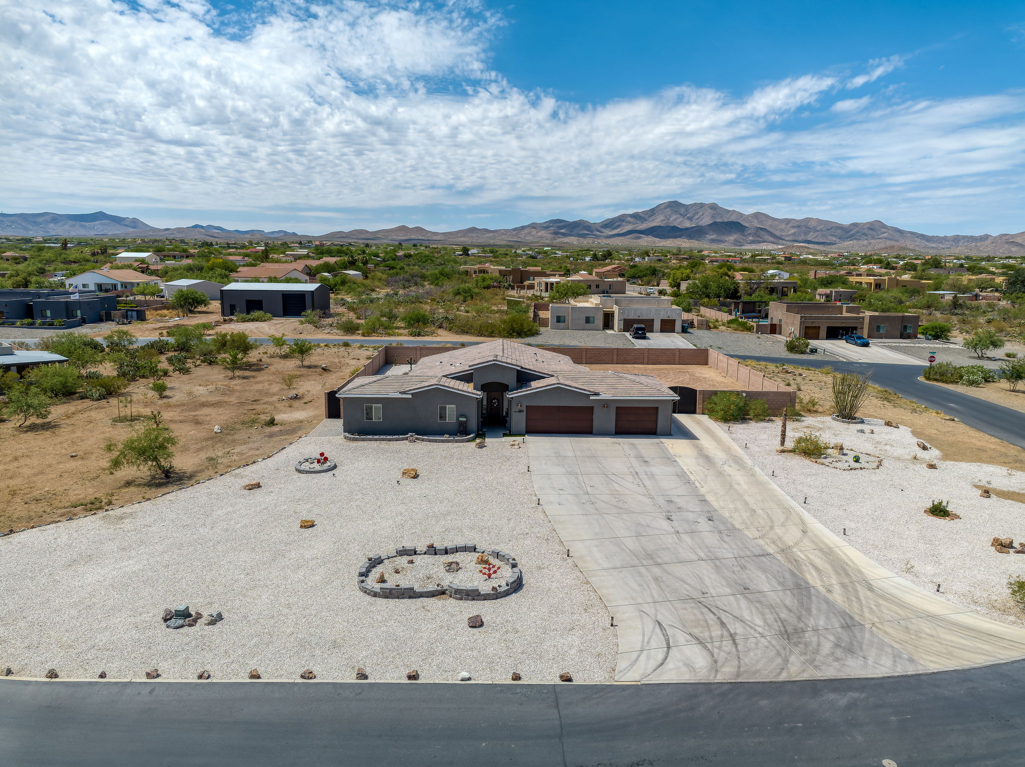 Aerial/ Santa Rita Mountains as a backdrop