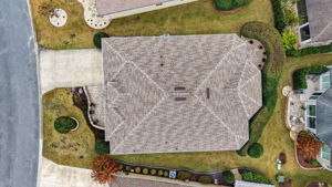 Aerial Side Elevation with Mature Privacy Landscaping