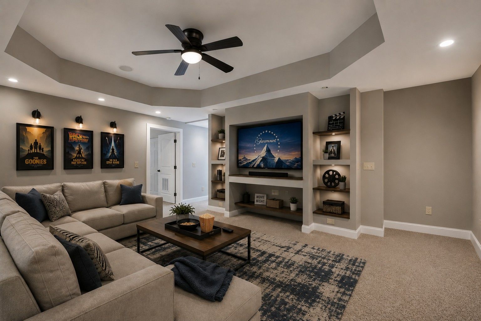 Virtually Staged - Media Room in Basement