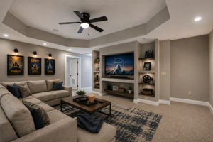 Virtually Staged - Media Room in Basement