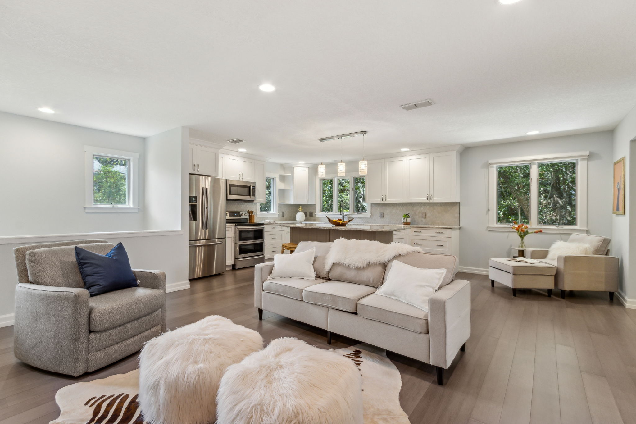 The main living area has an open floorplan ...