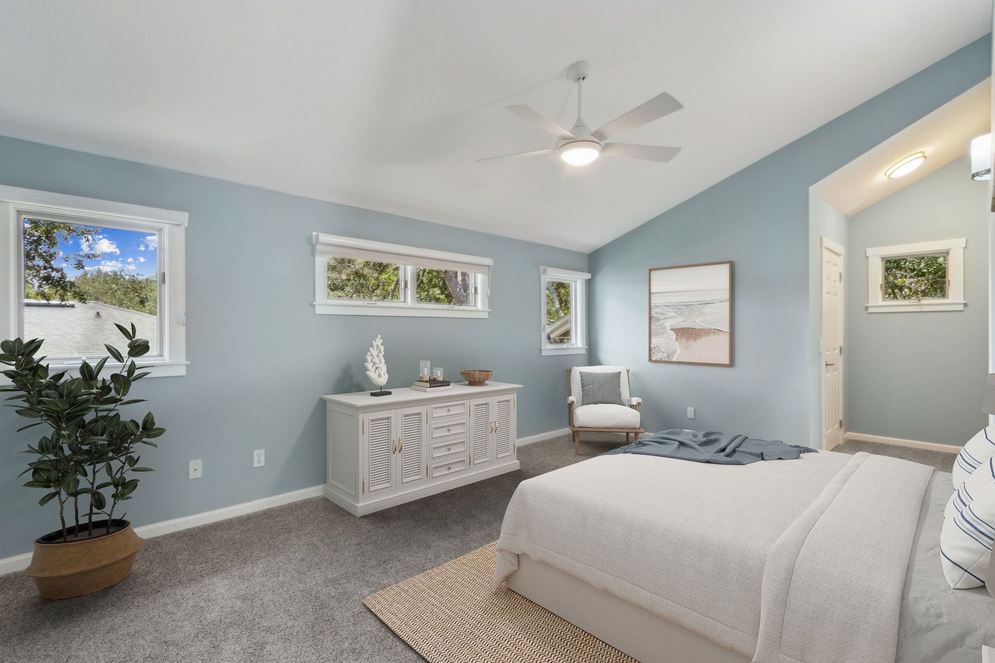 ... and is accented with several windows, creating a bright, airy feel.