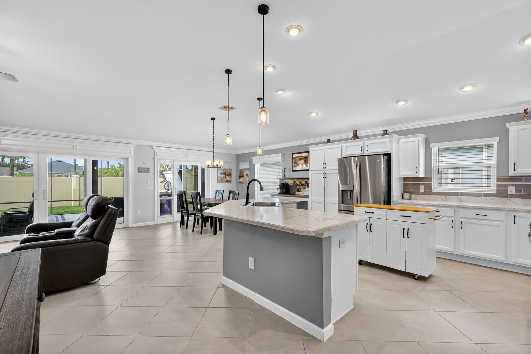 Kitchen, Living, and Dining Rooms