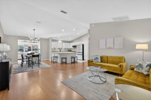 Kitchen, Dining, and Living Rooms