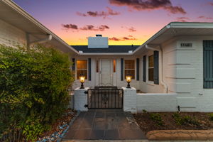 Twilight Gated Front Courtyard and Entry