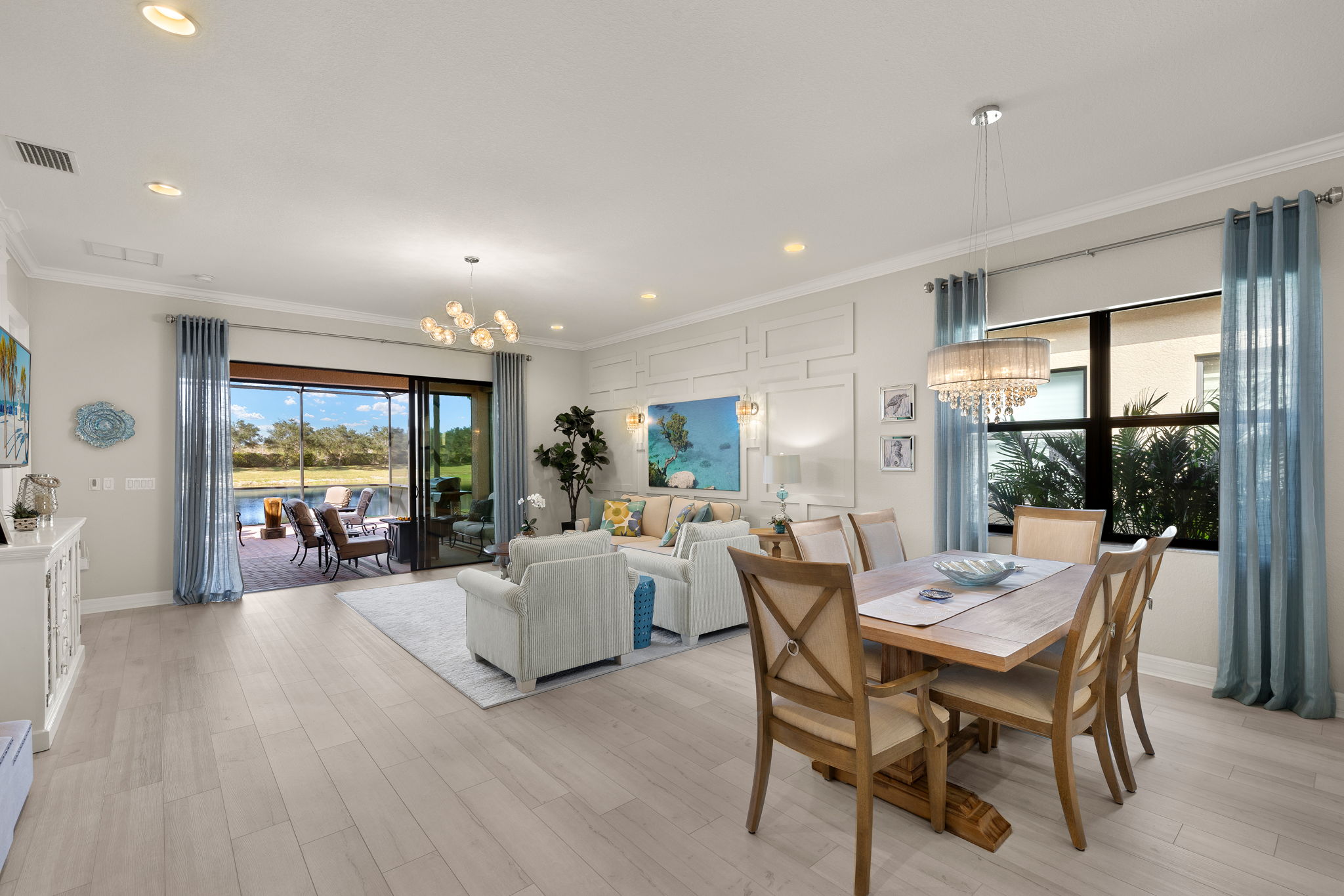 View from foyer into open floor plan of popular GL Berkshire model. Note the high hats! Central vac present in this home. Enjoy!