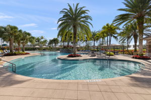 Impressive resort style pool with cabanas and a tiki bar!