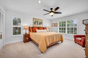 Guest Bedroom has new carpet, plantation shutters on windows.