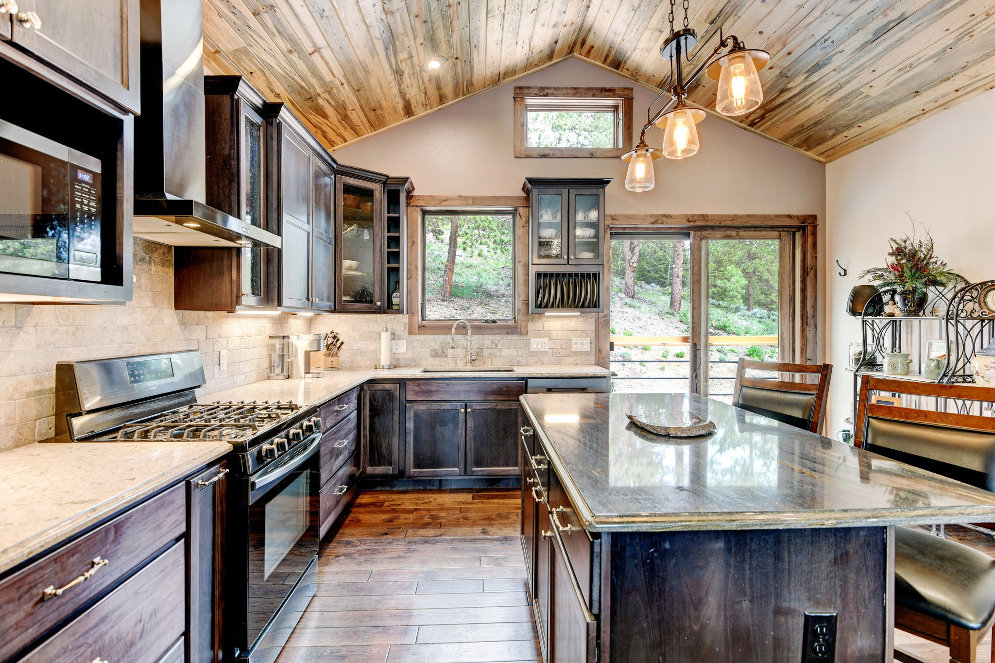 Kitchen opens to back deck