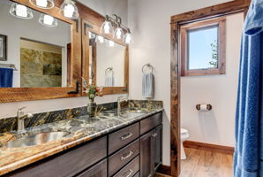 Primary Bathroom Double Vanity with Custom Mirrors