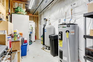 Storage, Water Softener, Water Heater and HVAC on Lower Level