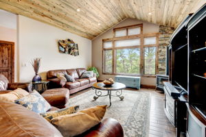 Inviting Living Room with Beetle Kill Pine Ceiling
