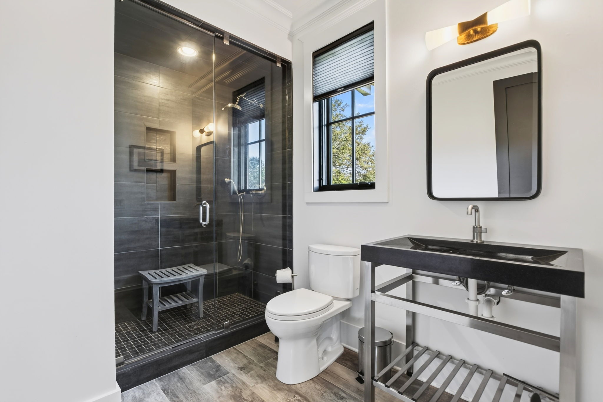 Bathroom with steam shower