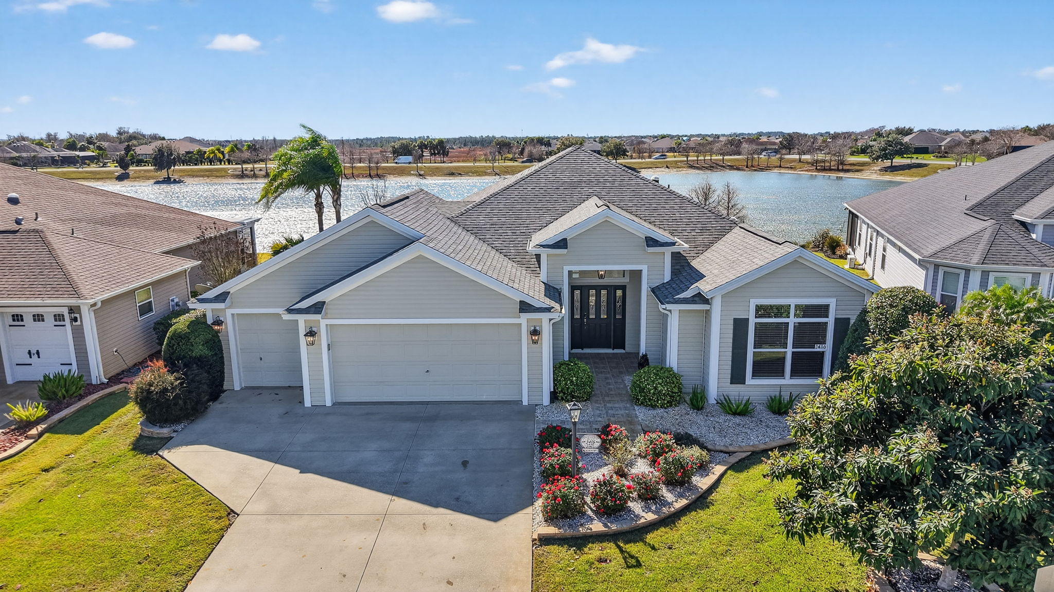 Aerial Front Elevation with Water Views