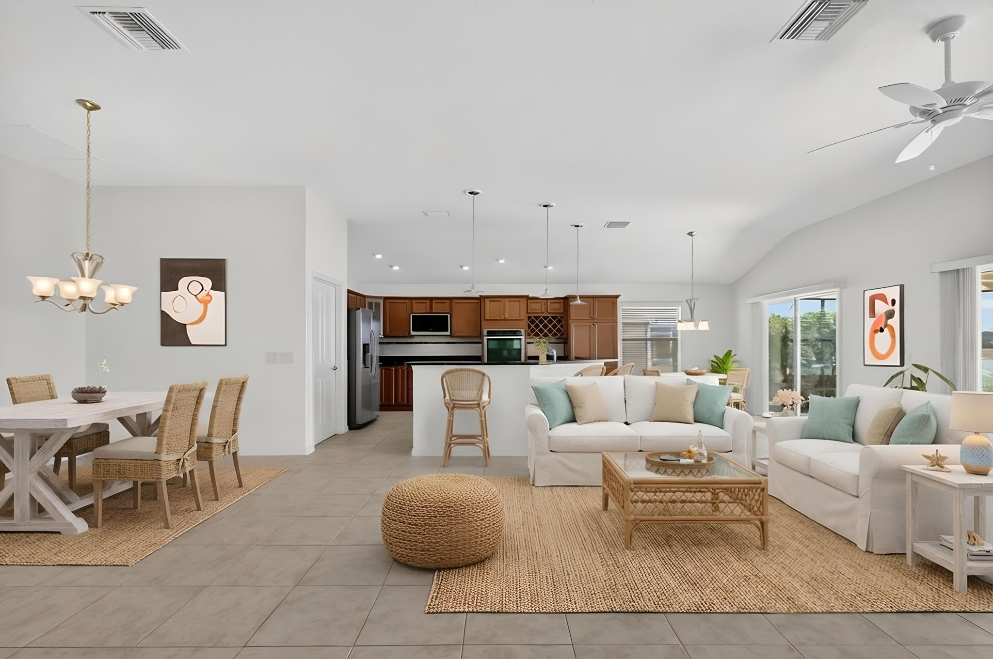 Living, Dining, Kitchen, and Dinette-Virtually Staged