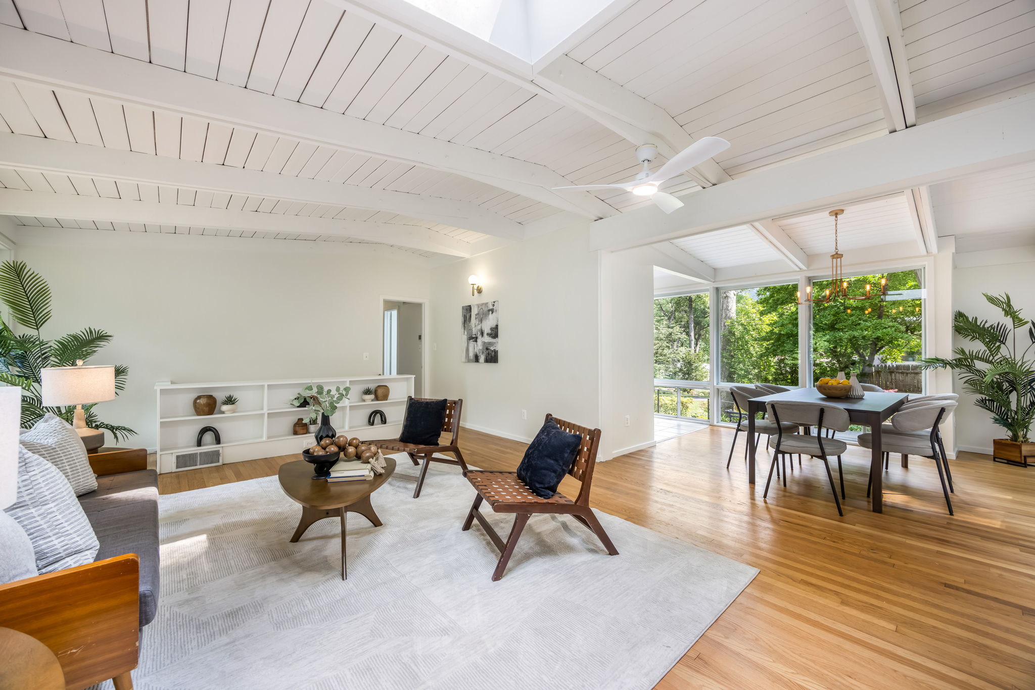 Main Level Living and Dining Rooms with Skylights