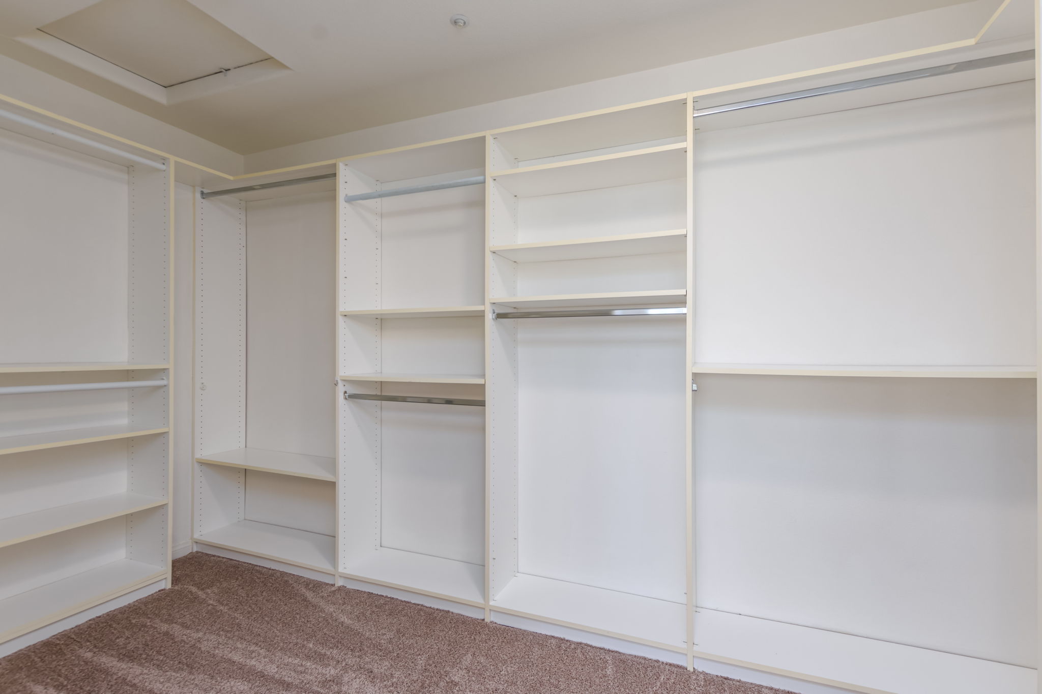 Expansive walk-in closet with organizers