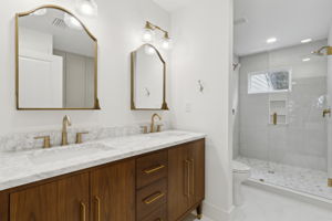 Master bedroom ensuite has a double-vanity...